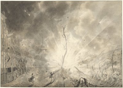 Krudtkatastrofen i Leiden den 12. januar 1807 af Pieter Gerardus van Os (signed by artist)