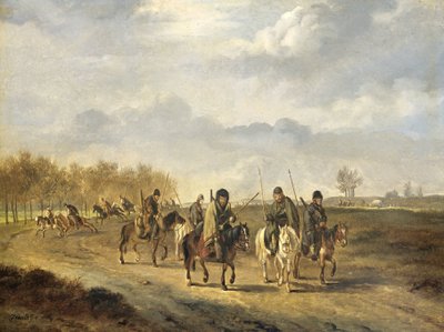 Kosakker på en landevej nær Bergen i Nordholland, 1813 af Pieter Gerardus van Os