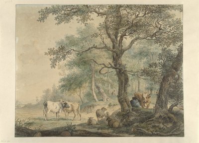 Landskab med to hyrder med kvæg af Pieter Gerardus van Os
