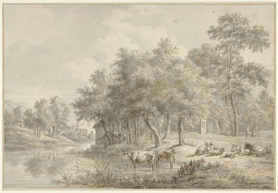 Flodlandskab med kvæg af Pieter Gerardus van Os