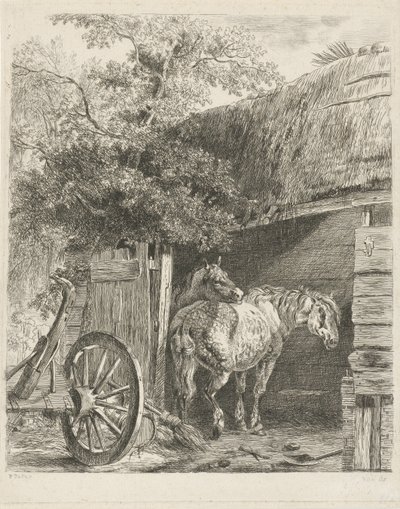 To heste i en lade af Pieter Gerardus van Os