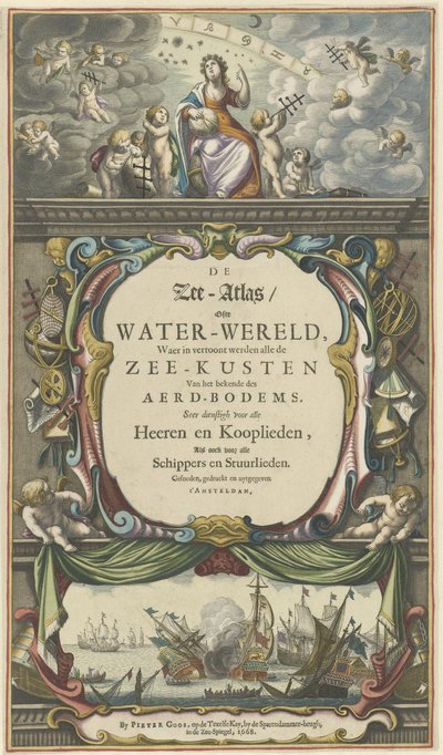 Titelside til Pieter Goos, The Sea Atlas or Water World, 1668 af Pieter Goos