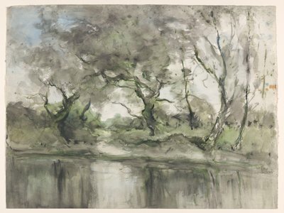 Træer ved havnefronten af Pieter H.J.J. Ras (signed by artist)