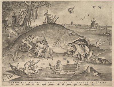 Store fisk spiser små fisk, 1557 af Pieter Heyden van der