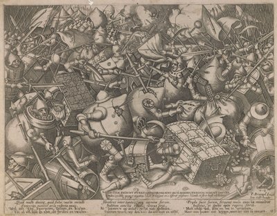 Kampen om pengeposerne og pengekassen, ca. 1560 af Pieter Heyden van der