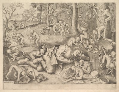 Købmanden røvet af aber, 1562 af Pieter Heyden van der