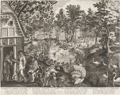 Besøget i et træagtigt landskab af Pieter II de Jode