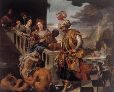 Badning i en orientalsk havn af Pieter Isaacsz