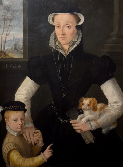 Enke med sin søn af Pieter Jansz. (manner of) Pourbus