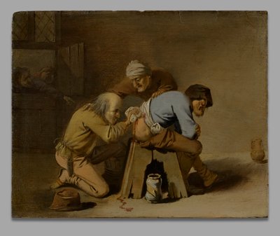 En kvaksalver på arbejde i en lade af Pieter Jansz. Quast