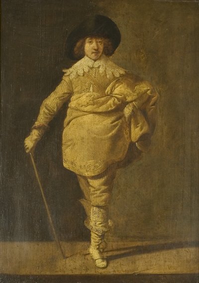 A Standing Cavalier, ca. 1630 (olie på panel) af Pieter Jansz. Quast