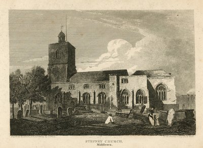 Stepney Church, London (gravering) af Pieter Jansz. Quast