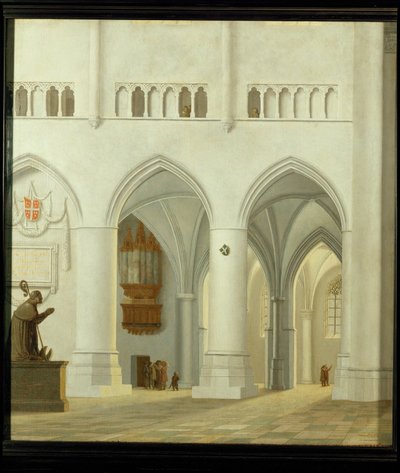 Interiør af Sankt Bavos kirke i Haarlem, Holland ... af Pieter Jansz Saenredam