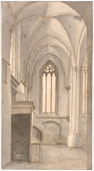 Udsigt over det indre af kirken St. Cunera i Rhenen (prov. Utrecht) af Pieter Jansz Saenredam