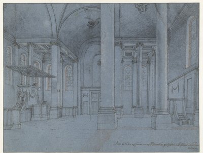 Udsigt over det indre af Nieuwe Kerk, Haarlem, set fra den østlige ende af nordgangen, der ser mod vest af Pieter Jansz Saenredam