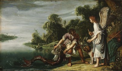 Englen og Tobias med fisken af Pieter Lastman