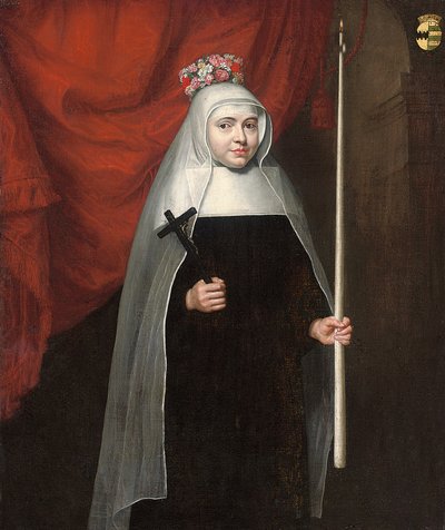 Portræt af en nonne med et krucifiks og et lys, 1678 af Pieter Leermans