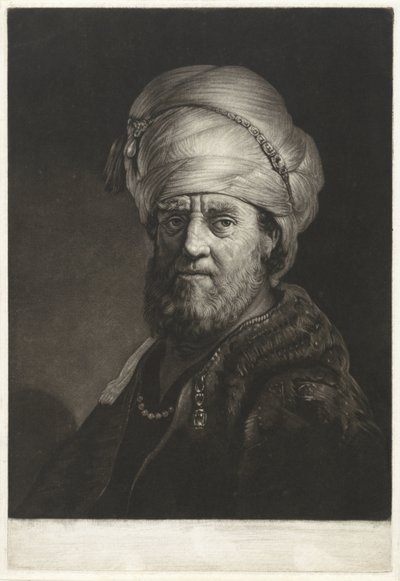 Portrætbuste af en mand iført turban af Pieter Louw