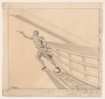 Galionsfigur af en mand med kikkert af Pieter Luypen (signed by artist)