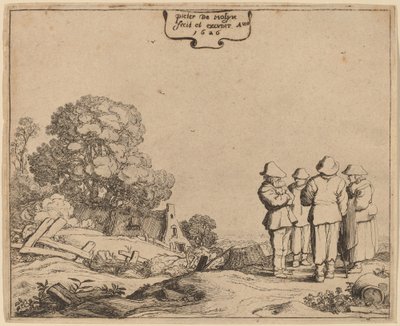 Tre bønder og en kvinde af Pieter Molijn