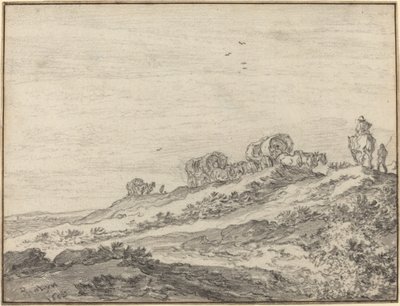 Rejsende langs toppen af en bakke af Pieter Molijn