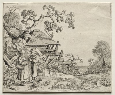 Landskab med to bønder i samtale, 1626. af Pieter Molyn