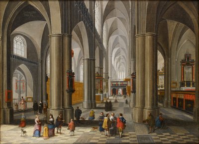 Interiør af en katedral med figurer, 1640-1660 af Pieter Neefs