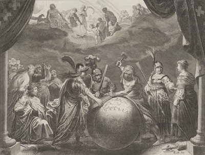 Plade 12: Allegory on the Discord in France, fra Caspar Barlaeus, Medicea Hospes, 1638. af Pieter Nolpe