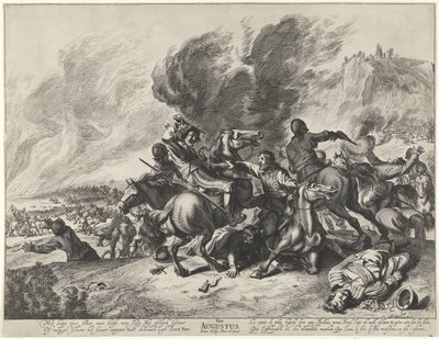 Kamp: august måned og ildelementet Fjerde august (titel på objekt) Landskaber med månederne, elementerne og årstiderne (serietitel) af Pieter Nolpe