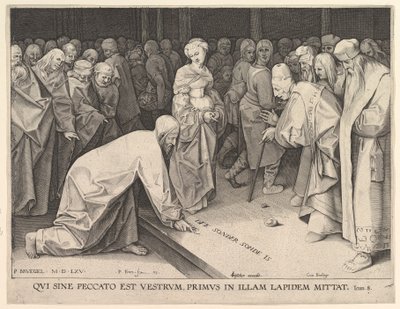 Kristus og kvinden taget i utroskab, 1579. af Pieter Perret