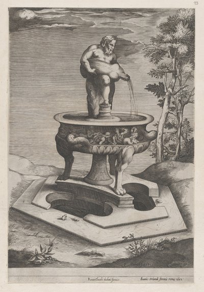 Mirror of Roman Magnificence: A Fountain and Basin, 1581., 1581. af Pieter Perret