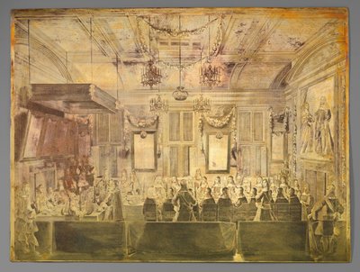Afskedsmiddag for kong Charles II af England i Mauritshuis i Haag af Pieter Philippe