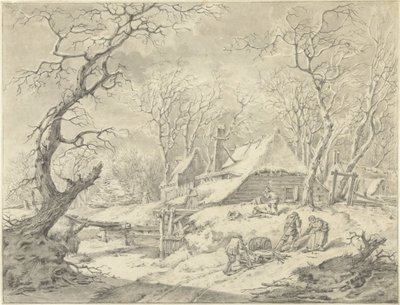 Vinterlandskab med gård af Pieter Pietersz. Barbiers
