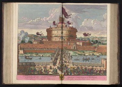 Engelenburcht aan de rivier de Tiber te Rom Slottet St. Angeli (nemlig Michaelis) af den højeste (...) (titel på objekt) af Pieter Schenk (I)