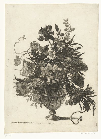 Glasvase med blomster Vaser med blomsterbuketter (serietitel) af Pieter Schenk (I)