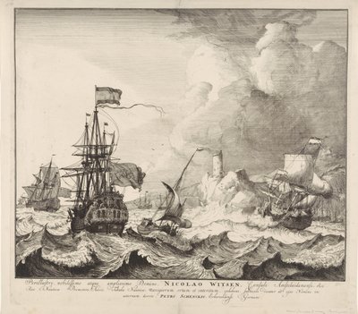 Skibe i storm af Pieter Schenk (I)