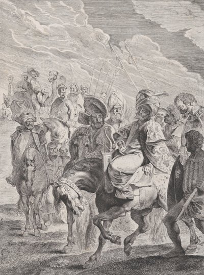 En tyrkisk prins til hest, ca. 1620-25. af Pieter Soutman