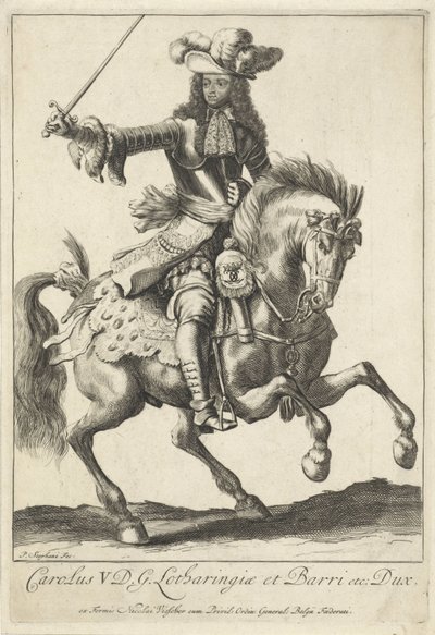 Ridesportræt af Charles V Leopold, hertug af Lorraine af Pieter Stevens (vermeld in 1689)