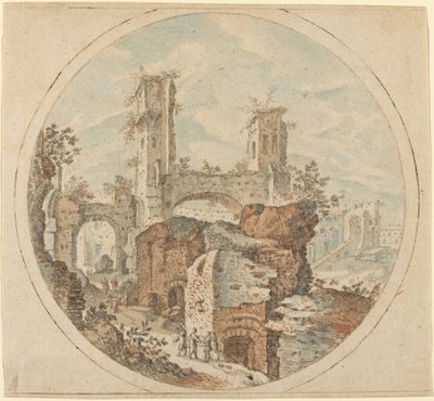 Rejsende blandt romerske ruiner af Pieter Stevens