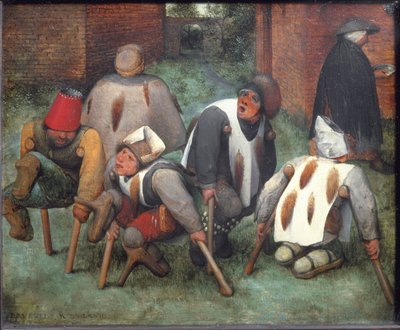 Tiggerne eller Krøblingerne - olie på træ af Pieter Bruegel the Elder