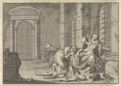 Tsar Fjodor II Borisovich Godunovs død, 1605, 1698 af Pieter Van der Aa