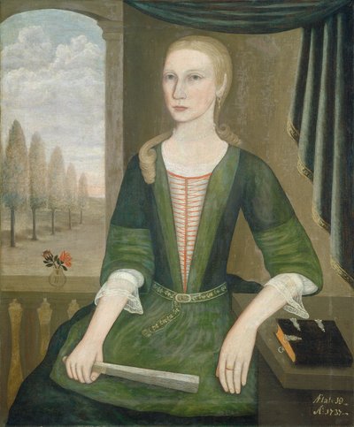 Ung dame med fan, 1737. af Pieter Vanderlyn