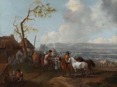 Camp Scene (olie på lærred) af Pieter Wouwermans or Wouwerman