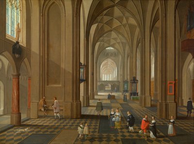 Interiør af en kirke (oliekobber) af Pieter and Coques Gonzales (1614 84) Neefs II