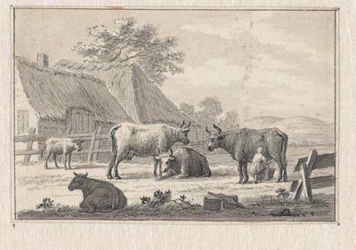 Gårdsplads med malkepige af Pieter de Goeje