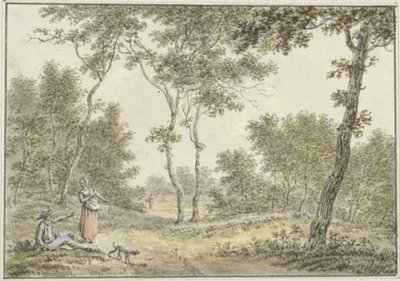 Skovlandskab med nogle figurer af Pieter de Goeje