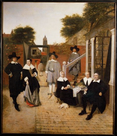 En hollandsk familie (olie på lærred) af Pieter de Hooch