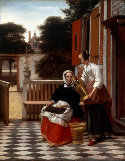 En elskerinde og hendes tjenestepige, 1660. af Pieter de Hooch