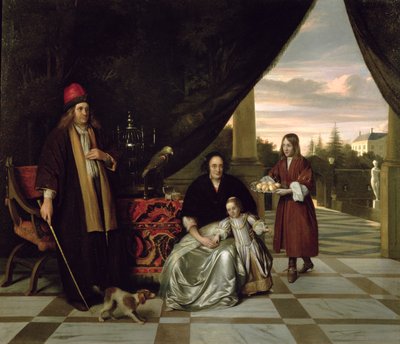Familieportræt på en terrasse, 1667 af Pieter de Hooch
