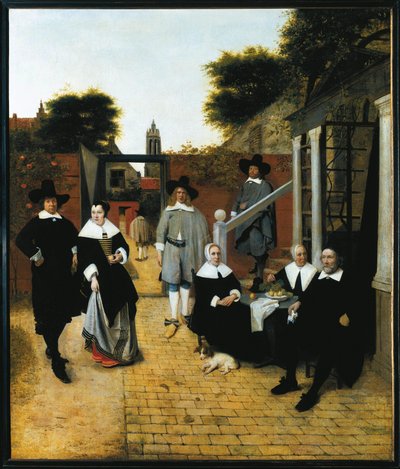 Gruppeportræt af en borgerlig familie fra Delft (olie på lærred, ca. 1662) af Pieter de Hooch